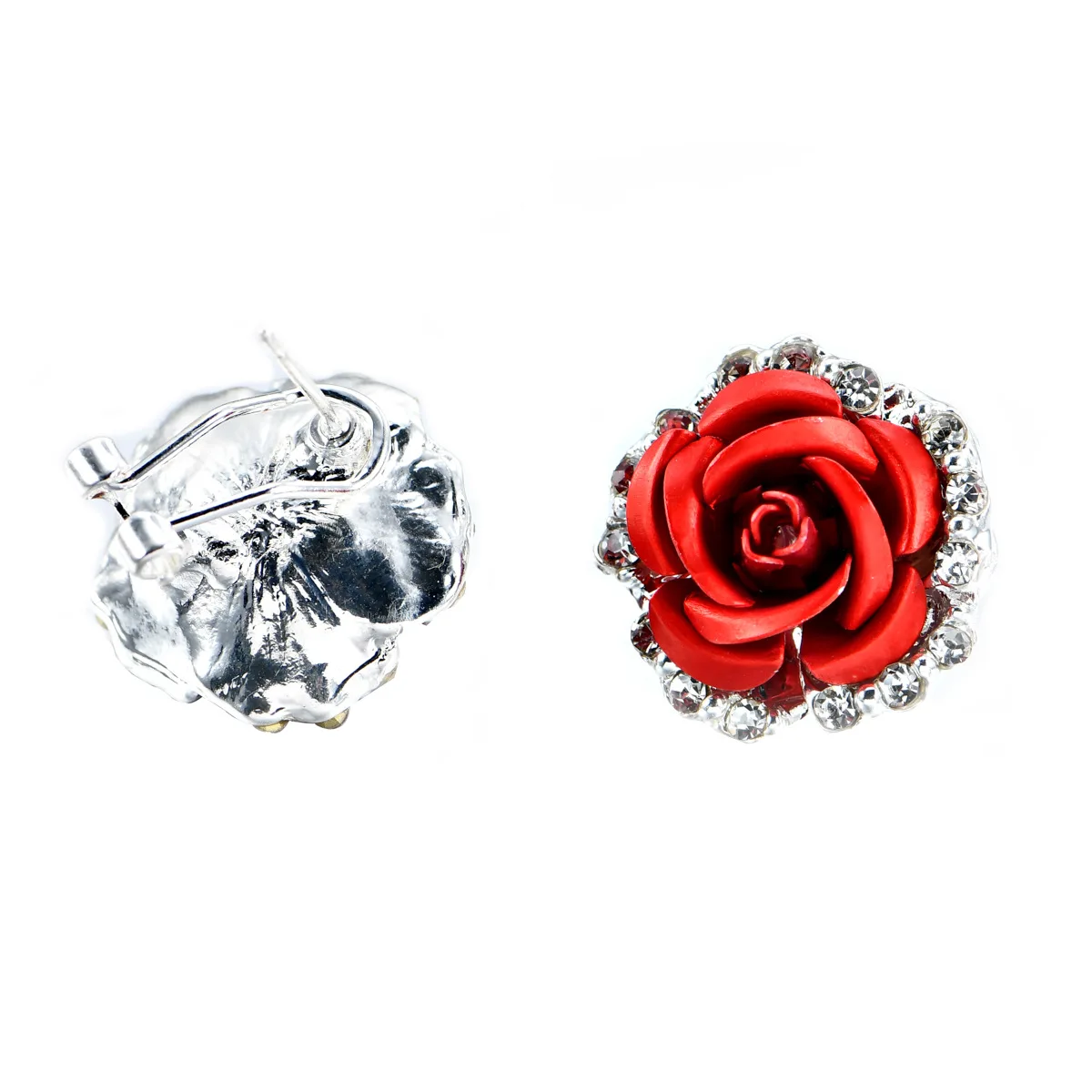 Fashion Rose Flower Female Women S Shaped Alloy Rhinestone Fashion Rose Flower Female Women S Shaped Alloy Rhinestone Party Stud Earring 3 Color In Earrings From Jewelry Accessories On Aliexpress