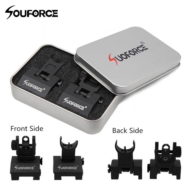 US $12.08 US Tactical Hunting Iron Low Flip Up Front & Rear Sight Set Folding Design Profile Quick Detach Rap