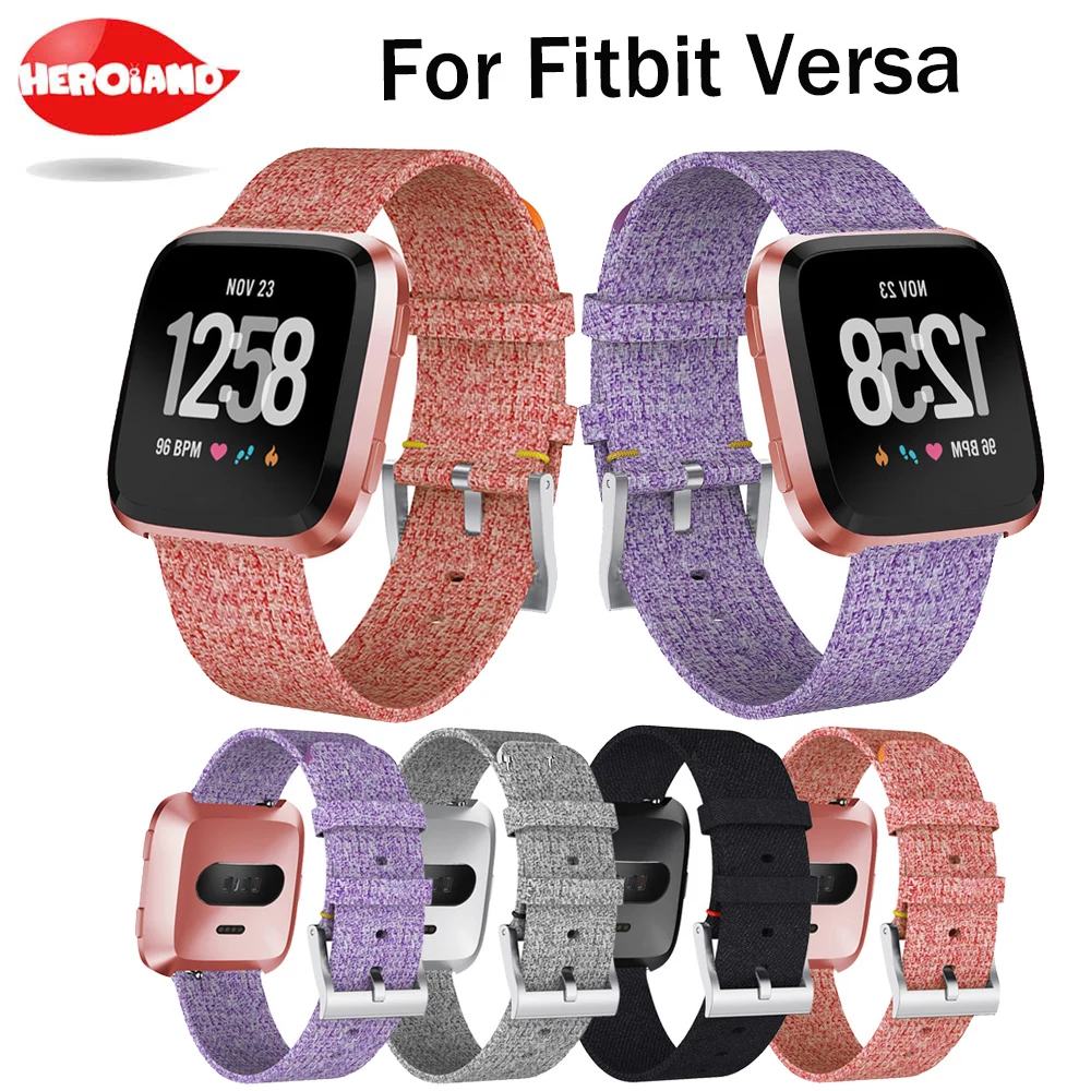 

Canvas cowboy Watch Band wrist Strap With Buckle Connector Replacement Smartwatch For Fitbit versa Sport Smartband Factory Price