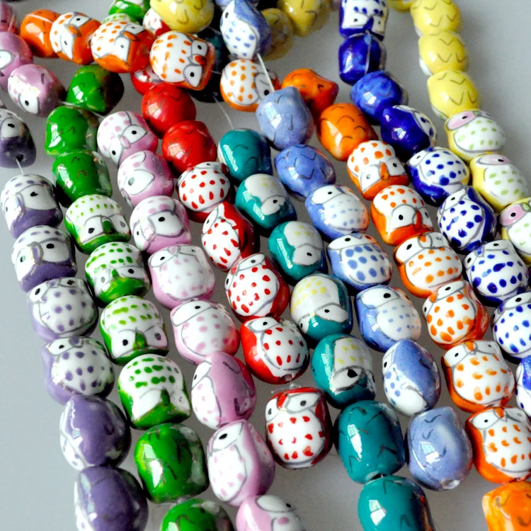 Free Shipping 20pcs Ceramic Animal Beads Owl beads Ceramic Beads/Charms