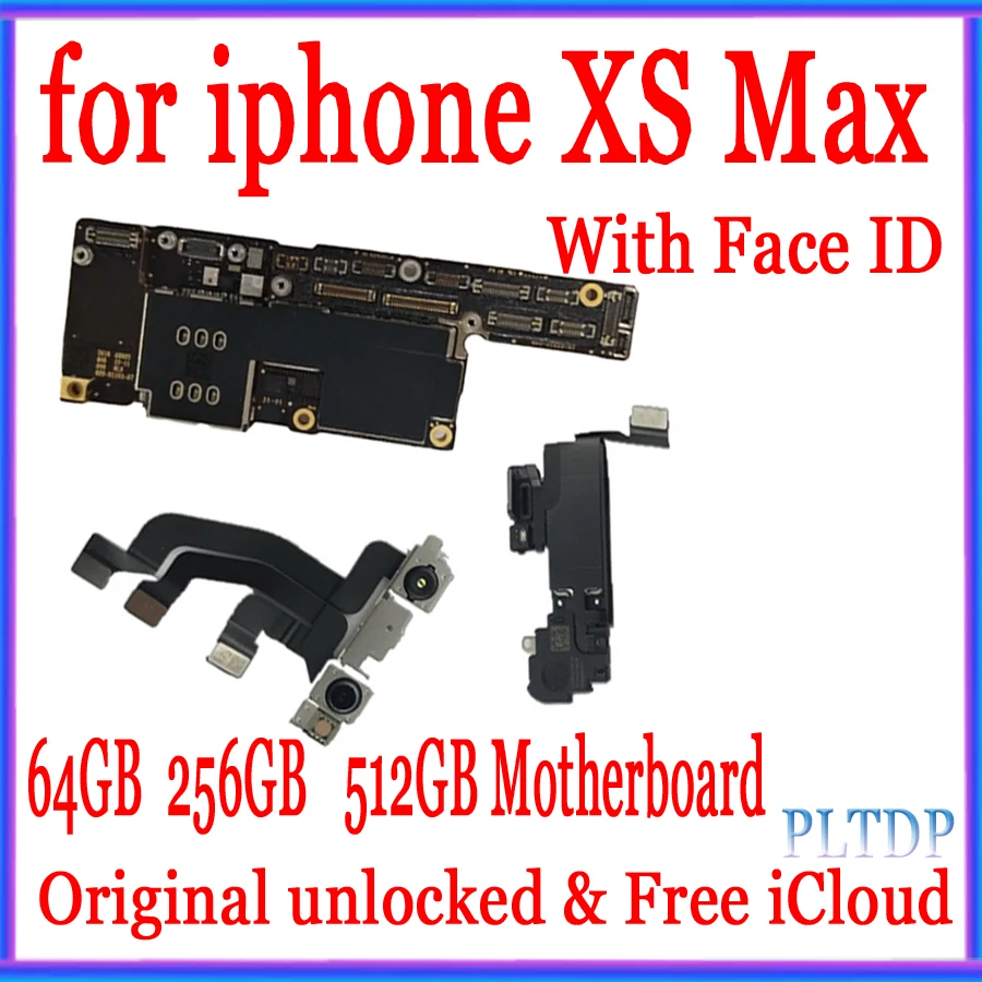 

100% Original Unlocked For iPhone XS Max Motherboard With Face ID Single/ Double Cards, with Clean iCloud 64GB 256GB 512GB
