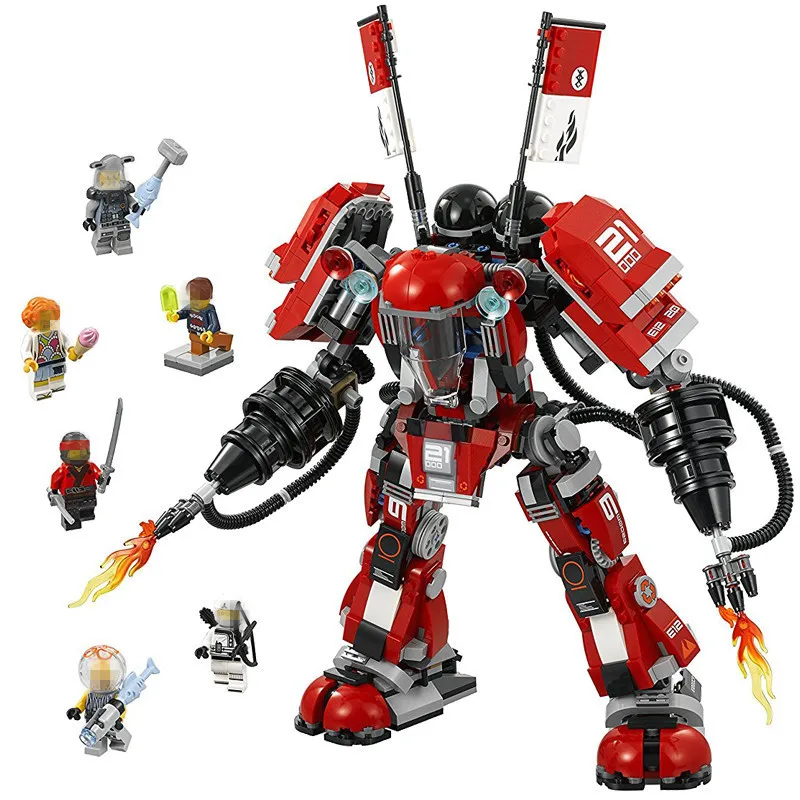

1010pcs Diy Ninjagoed Fire Mech Battle Huge Robots Model Blocks Toys For Children Bricks Compatible With Legoingly Brinquedos