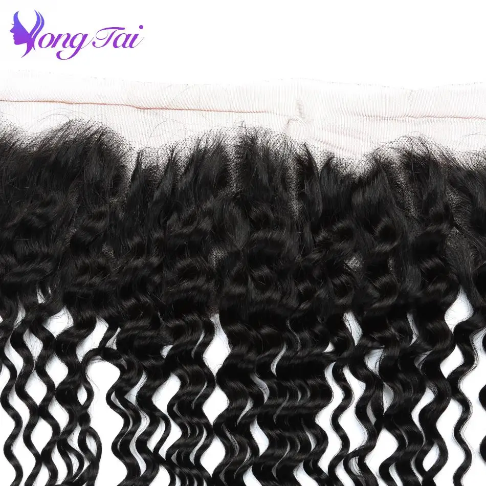 Yuyongtai Lace Frontal Closure Brazilian Deep Curly hair lace front 13*4 Human Hair Free Part Machine Double Weft Free Shipping