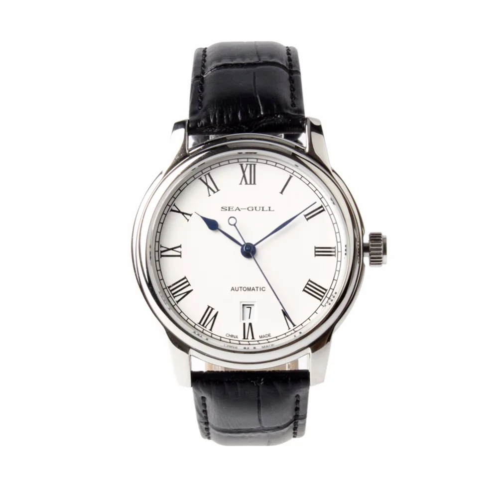 

Seagull Sea-Gull Roman Numerals Leather Strap Watches Exhibition Back Self Wind Automatic Men's Mechanical WatchD819.459