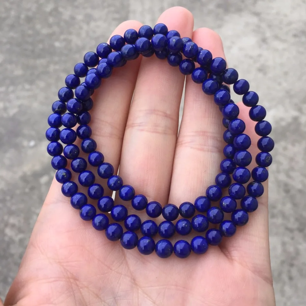 

Fine Jewelry Natural Blue Lapis Gemstone Bracelets for women 30grams 5.7mm 108pcs Fine Female Hologram Bracelet