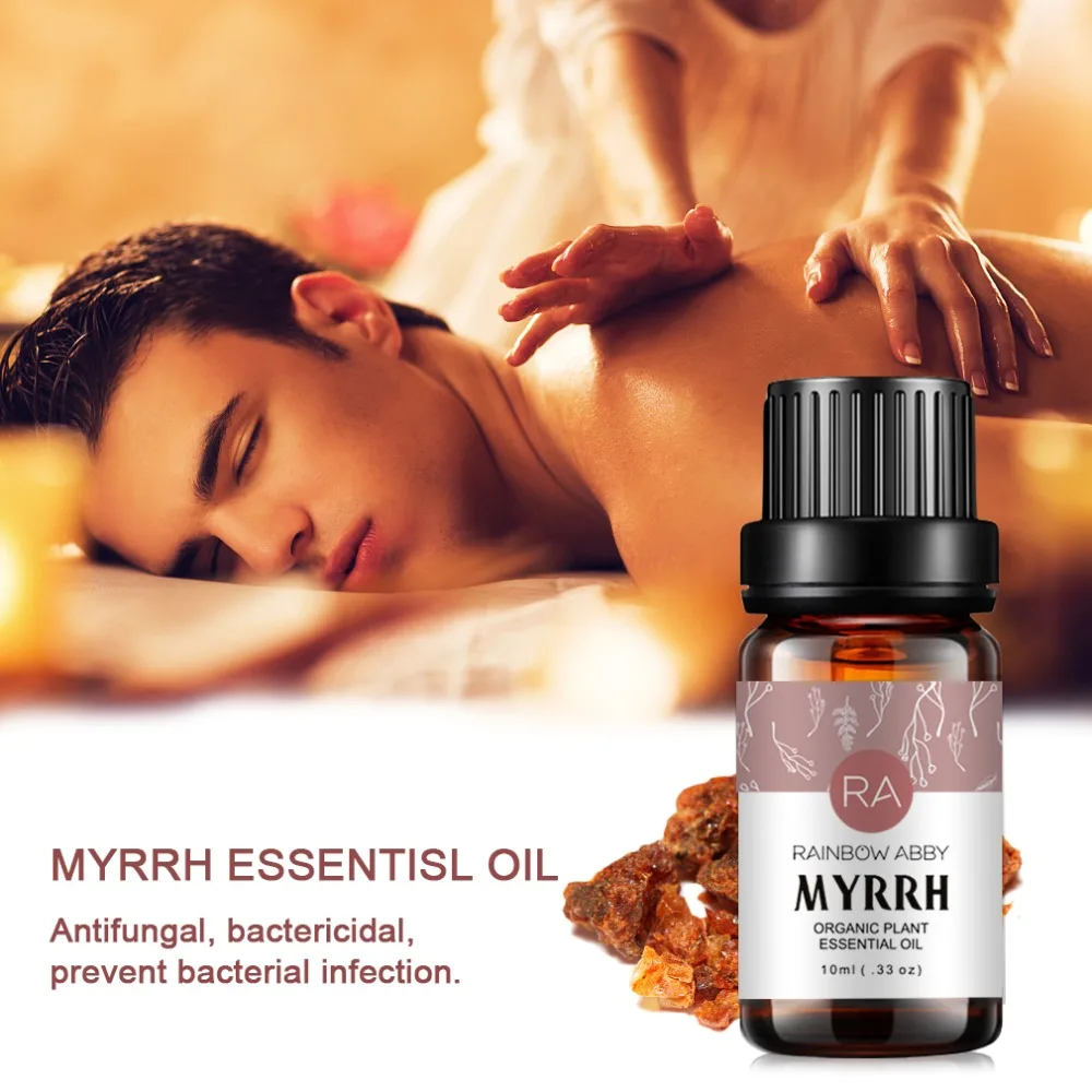 Myrrh эфирное масло 10 мл чистые натуральные масла Myrrh стерилизация ингибирует раздражение кожи удаляет берериберское противогрибковое, бактерицидное