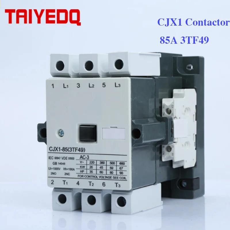 

CJX1-85A AC contactor CJX1-85/22 3TF49 Electrical Magnetic contactor 3Pole contactors 24V 220V 380V 2NO 2NC