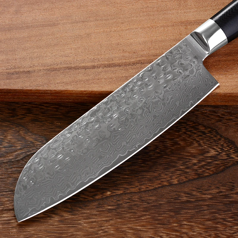 Новый продукт 7 дюймовая Дамасская кухня Santoku Kinfe для мяса с ручкой G10|Кухонные