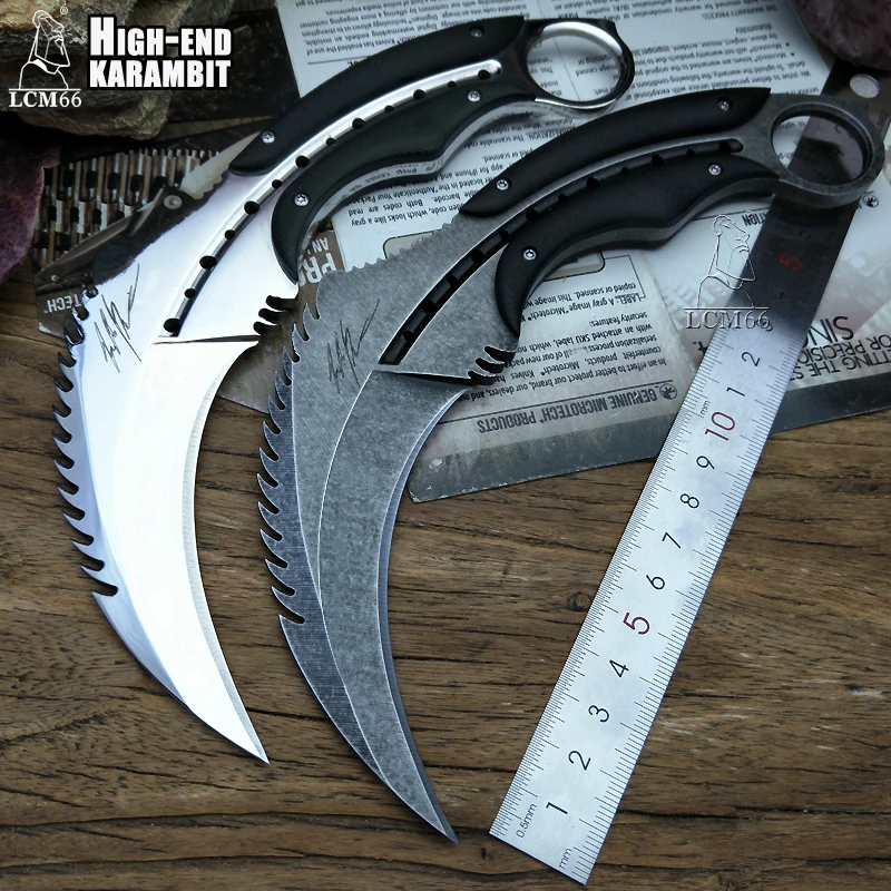 LCM66 karambit зеркальный светильник, нож-коготь скорпиона, нож для кемпинга, выживания в джунглях, битвы, охотничьи ножи с фиксированным лезвием, ножи для самозащиты