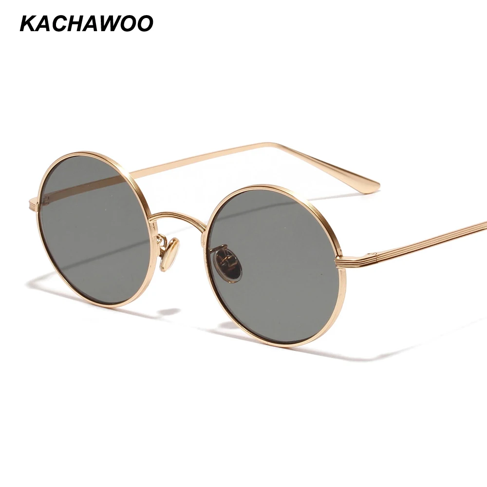 Мужские и женские круглые солнцезащитные очки Kachawoo маленькие в золотистой