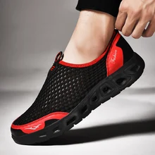 2019 Fashion Summer Men's Shoes Casual Breathable Mesh Shoes Lightweight Water Shoes Couple Flat Upstream Shoes Large Size