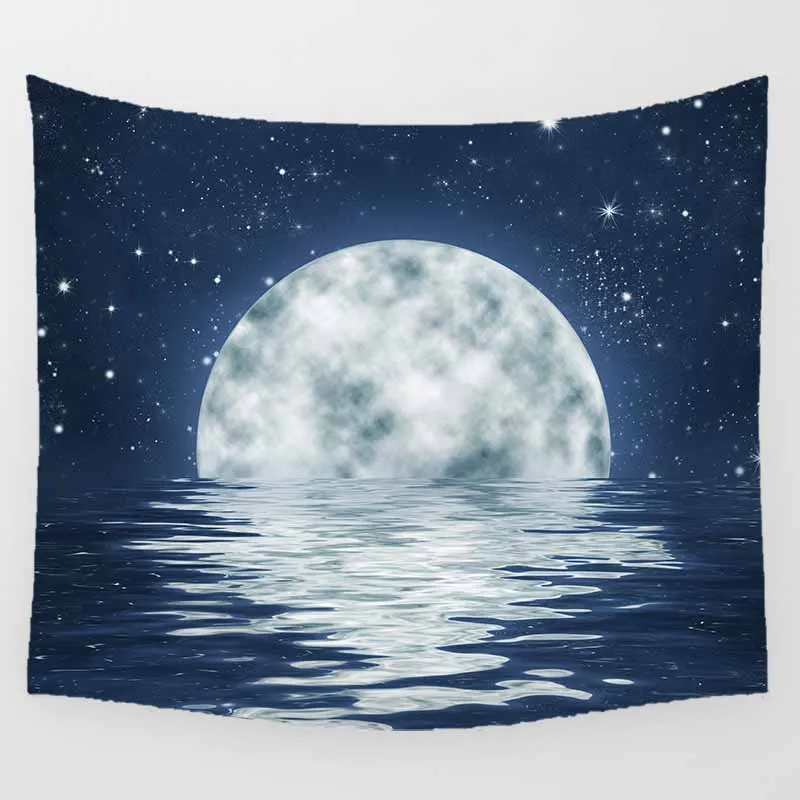 Красивый ночной лунный пейзаж большой гобелен настенный напечатанный гобелен для домашнего декора гобелен для гостиной - Цвет: 10