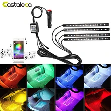 Castaleca Auto Luci di Striscia A LED per Interni Auto RGB lampada Atmosfera Controller Bluetooth Voice Music Control kit 12 v auto- styling