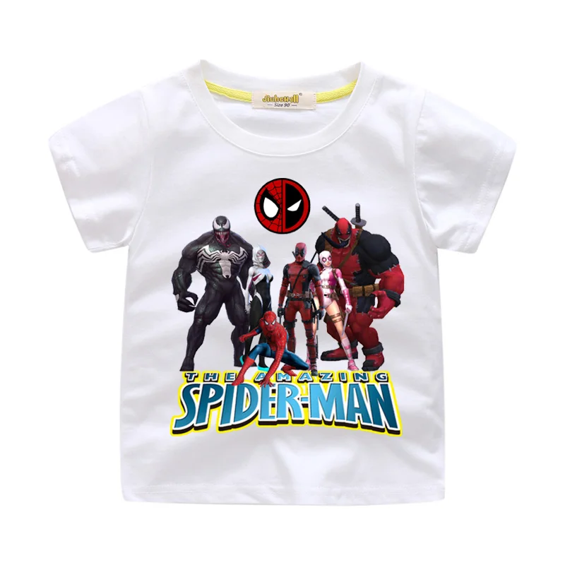 Toddler Boy Girls T-shirts Cartoon Cute Spiderman Print Tshirts Costume Children Summer Clothing Kids Short Sleeve Tee Top WJ207 (6)