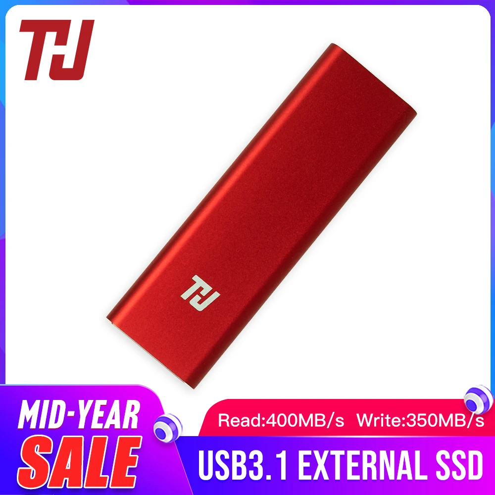 THU мини Портативный SSD 128 ГБ 256 512 1 ТБ USB3.1 400 МБ/с. внешний твердотельный накопитель для портативных ПК Тетрадь(красный