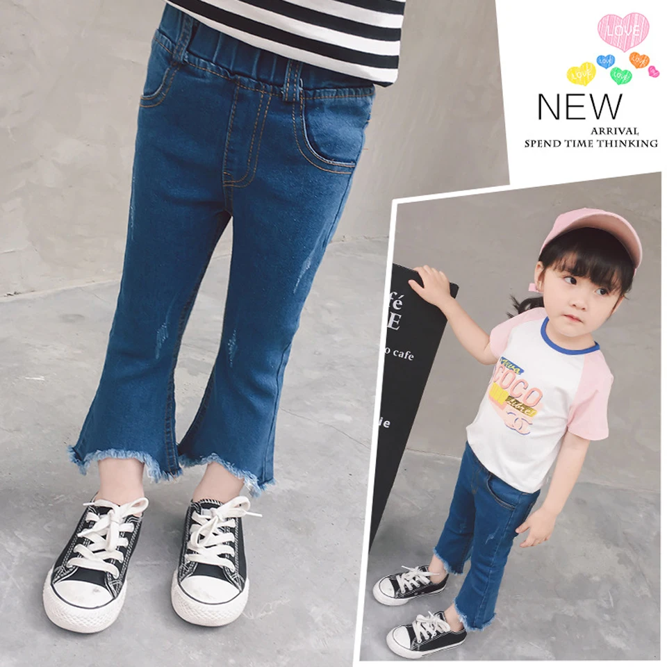 US Kids Toddler Baby Girls Boys Strappy Jeans Long Pants Denim Trousers Clothes
