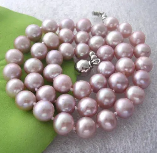 

charming 8-9mm AAA natural purple pearl necklace 925s