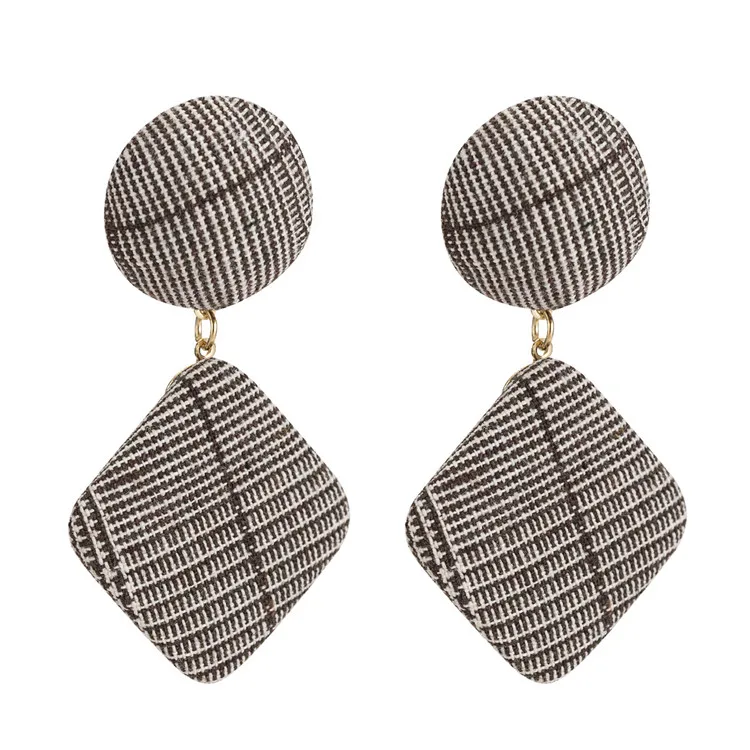 

2019 Brand Square Lattice Earrings Women Checkered Grid Earings pendientes za 2018 aretes pendientes de gota Za Bohemia Earing