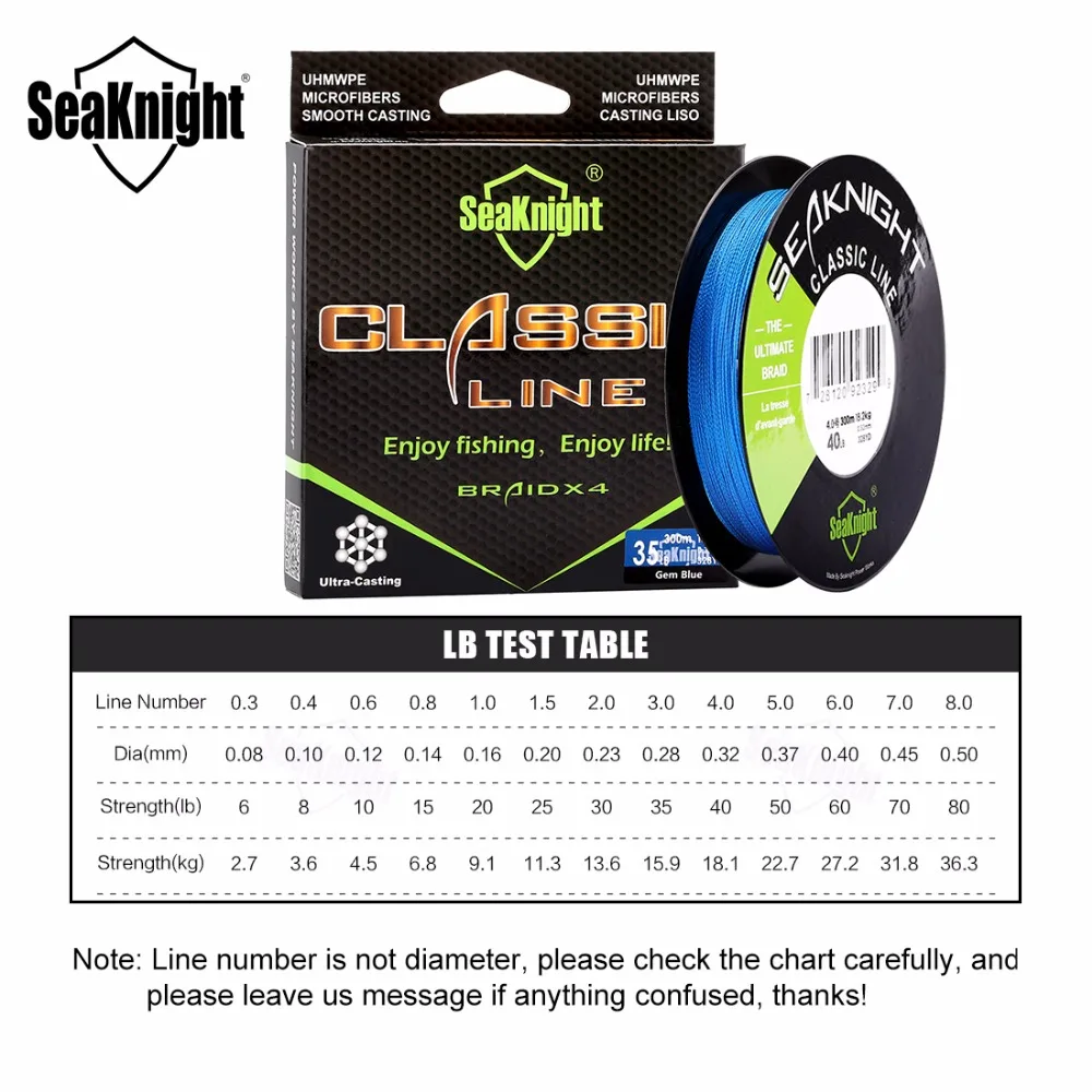 SeaKnight CLASSIC CL 300 м PE плетеные лески 4 нити мультифиламентная леска для ловли карпа 6 8