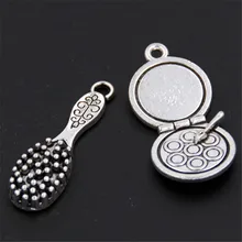 10 шт. античная серебряная с подвесом расческа и макияж амулеты ручной работы ремесло для женщин ювелирные изделия