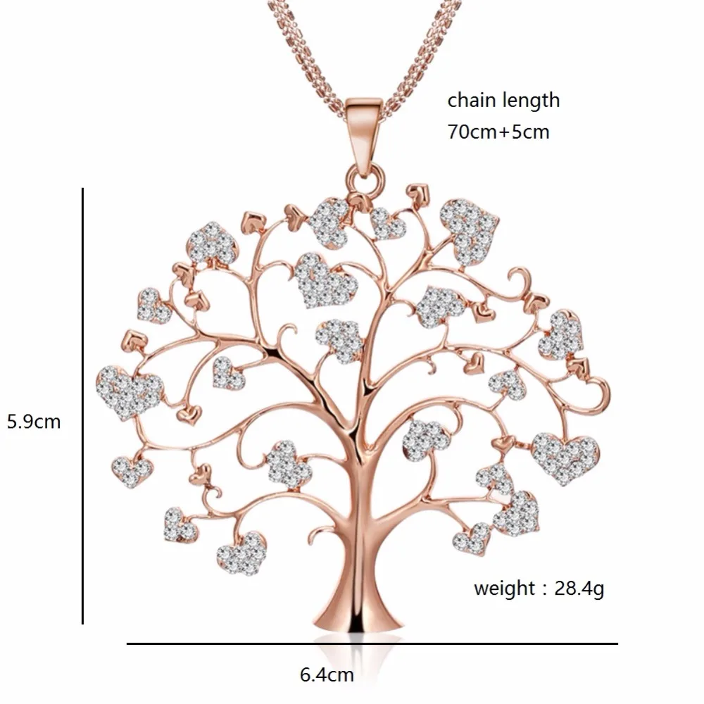 Lureme простое Дерево жизни Сердце Дерево с кристаллом кулон ожерелье для женщин и девочек(nl006063