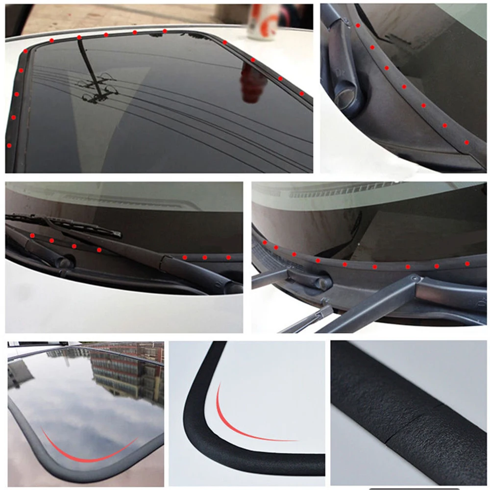 3 Meters Black Car Front Rear Windshield Sealing Strip Sunroof Noiseproof Rubber