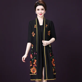 

Autumn Middle Aged Women Dress New Style Winter Embroidered Xxxxl Designs Female Work Wear Fashion Slim Two Piece Dresses