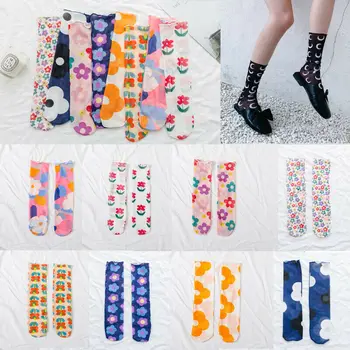 

2019 New Arrival Women's Fashion Flower Print Frill Trim Ankle Stockings Mesh Sheer Stylish Girls Summer Floral Stocking