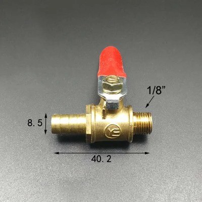 

8mm Hose Barb x 1/8" BSP Male Thread Two Way Brass Ball Valve For Oil Water Air