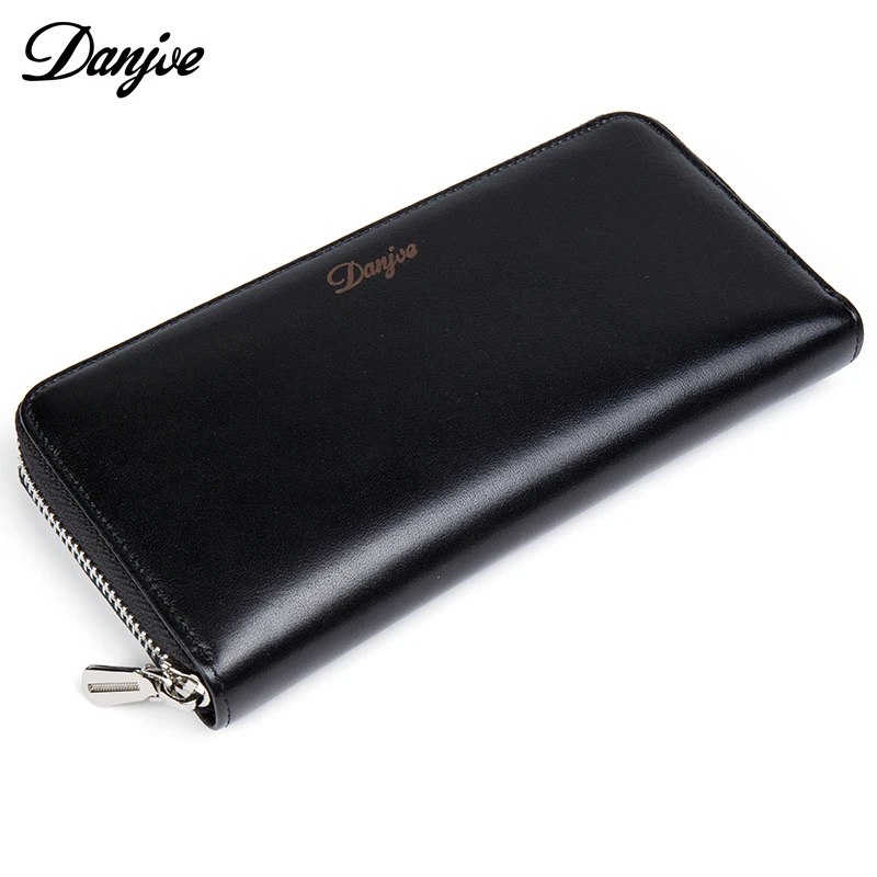 

DANJUE Genuine Leather Men Wallets Long Coin Purses Big Capacity Card Holder Cowhide Day Clutch Phone Money Bag