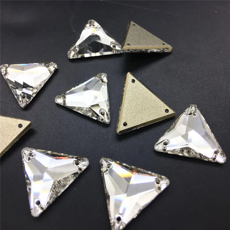 

TopStone K9 Crystal Sew On Stone Clear 12 16 22 mm Tri angle Sew On Rhinestones Flat back Sewing Crystal stone for Dress