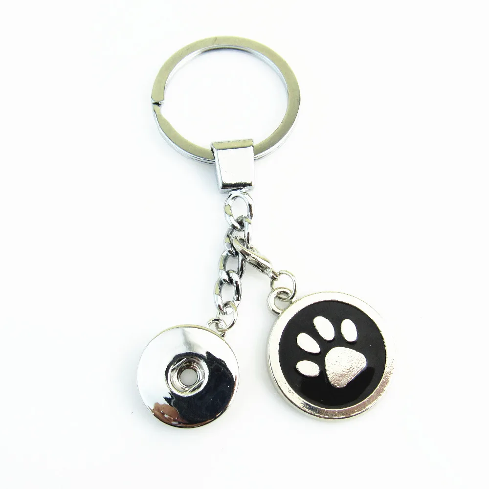 Mixed cat/dog paw Snap Jewelry Interchangeable Fashion Snap Button Snap Key Chain for 18mm DIY