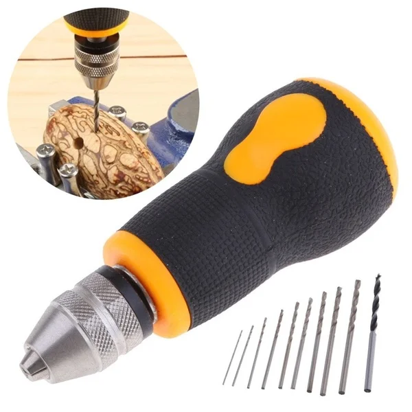 

10pcs twist drill hand tool hand drill mini small hand grip carpenter's chuck