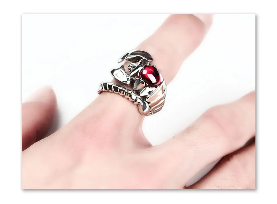 JIASHUNTAI 925 пробы серебряные кольца для женщин Ретро натуральные драгоценные камни винтажное тайское серебряное кольцо со скорпионом ювелирные изделия