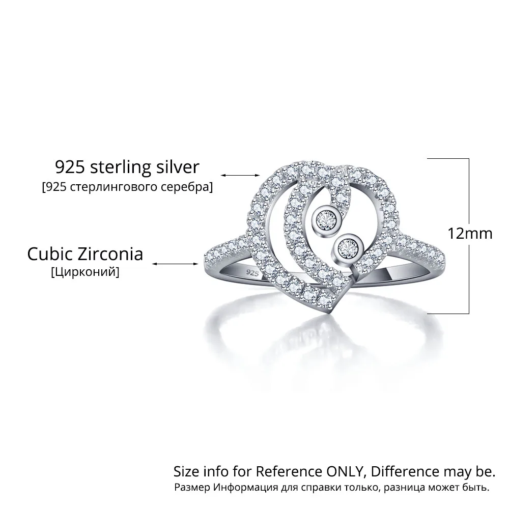 Luxurious Heart Design Cubic Zirconia 925 Sterling Silver Party Rings For Women Best Gift For Her (JewelOra RI101735)