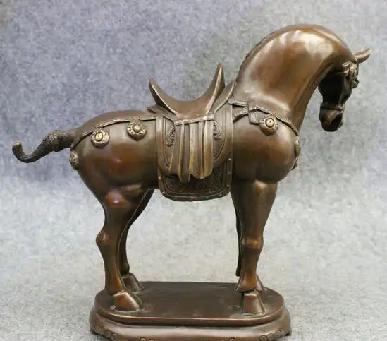 Shitou 002247 12 "Народная Китайский Чистая Бронзовый Украшения Год Зодиака Животных Тан Верховая Статуя скидка 30% (C0324)