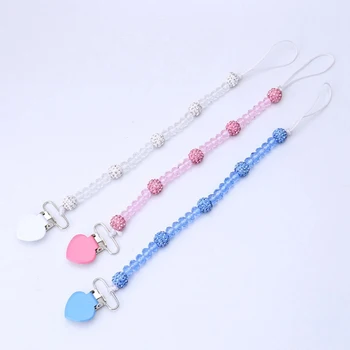 

Crystal Baby Pacifier Clips Soother Holder Anti Folder Pacifier Clip Chain Dummy Nipple Holder Baby Pram Hook Hanging Strap