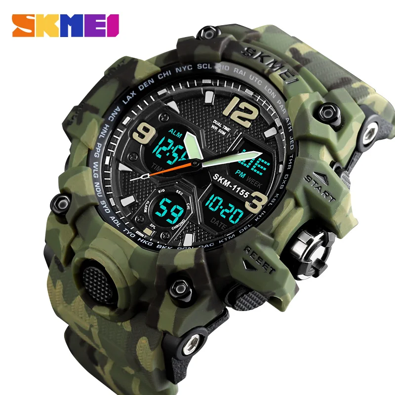 SKMEI Top marque de luxe Sport montre hommes mode extérieure LED numérique homme montres étanche horloge militaire Relogio Masculino