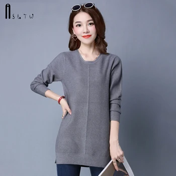 

ASLTW Sweater Woman Winter 2019 Long Sleeve Elasticity Pullovers Knitwear Pull Femme Jumper Solid Sweater