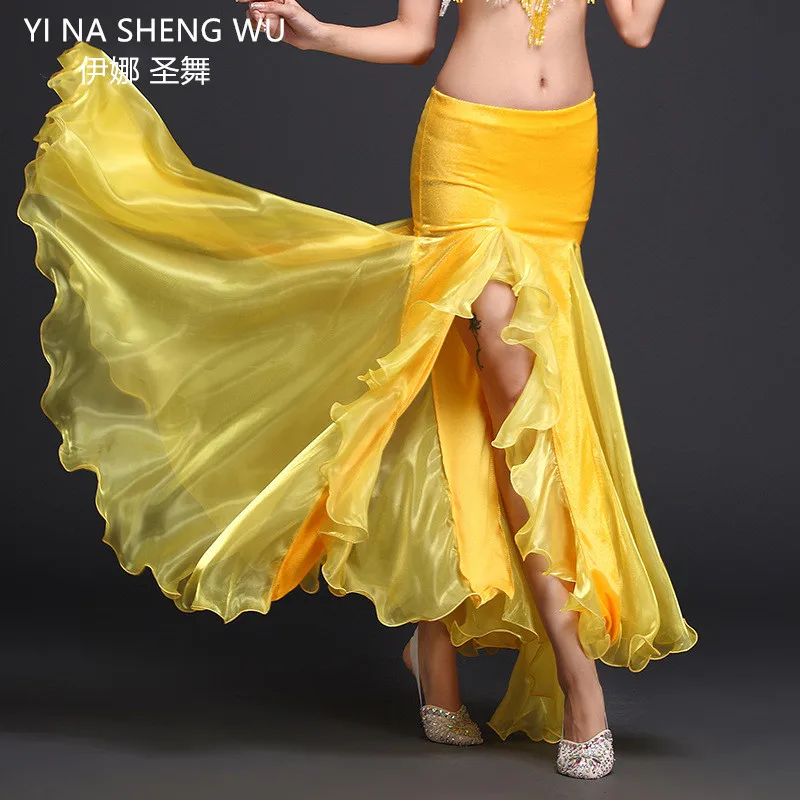 

New Lady women Belly Dance Clothes Professional Long Fish Tail Skirts Side Split Wrapped Bellydance Skirt belly dancing wear