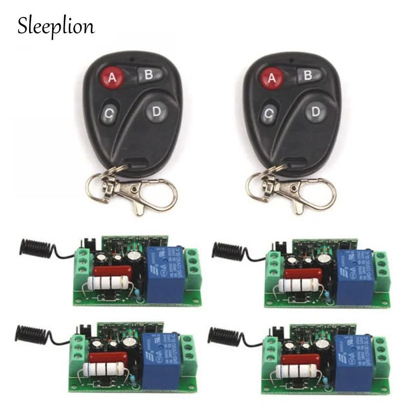 Sleeplion 433MHz AC 110V 10A 1CH Relay 2 4 key wireless Tech Remote Switch Transmitter 4