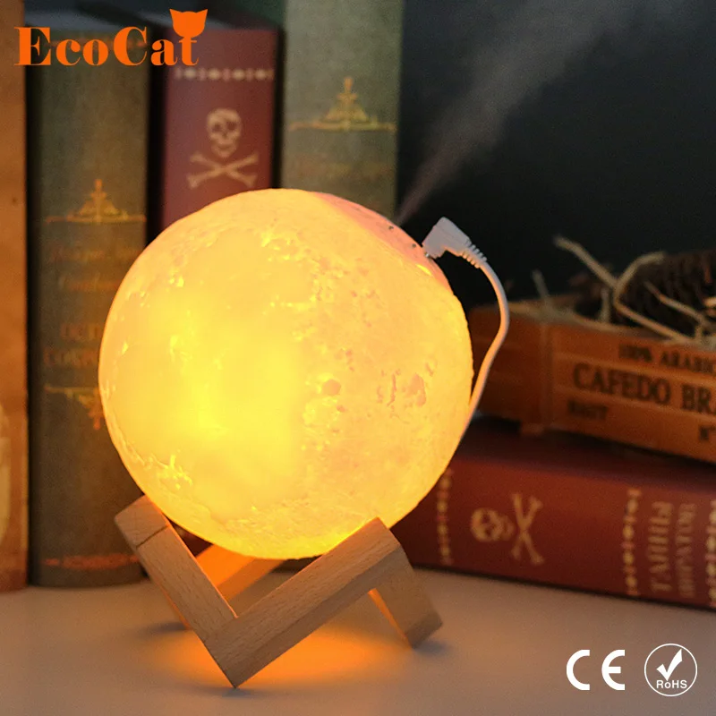 

New 880ML Air Humidifier 3D Moon Lamp light Diffuser Aroma Essential Oil USB Ultrasonic Humidificador Night Cool Mist Pu