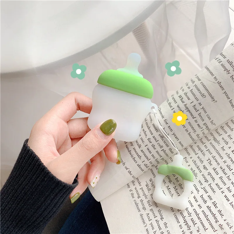 For AirPods Apple 3D Bottle Case Cute Cartoon Pattern Cover Bluetooth Earphone Cases For Air pods Accessories plug Charging Box