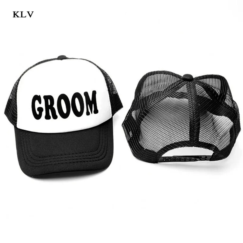 Groom Drinking Team Print Trucker Hat Men Hip-Hop Snapback Adjustable Baseball Mesh Cap Wedding Party Club Props Gift