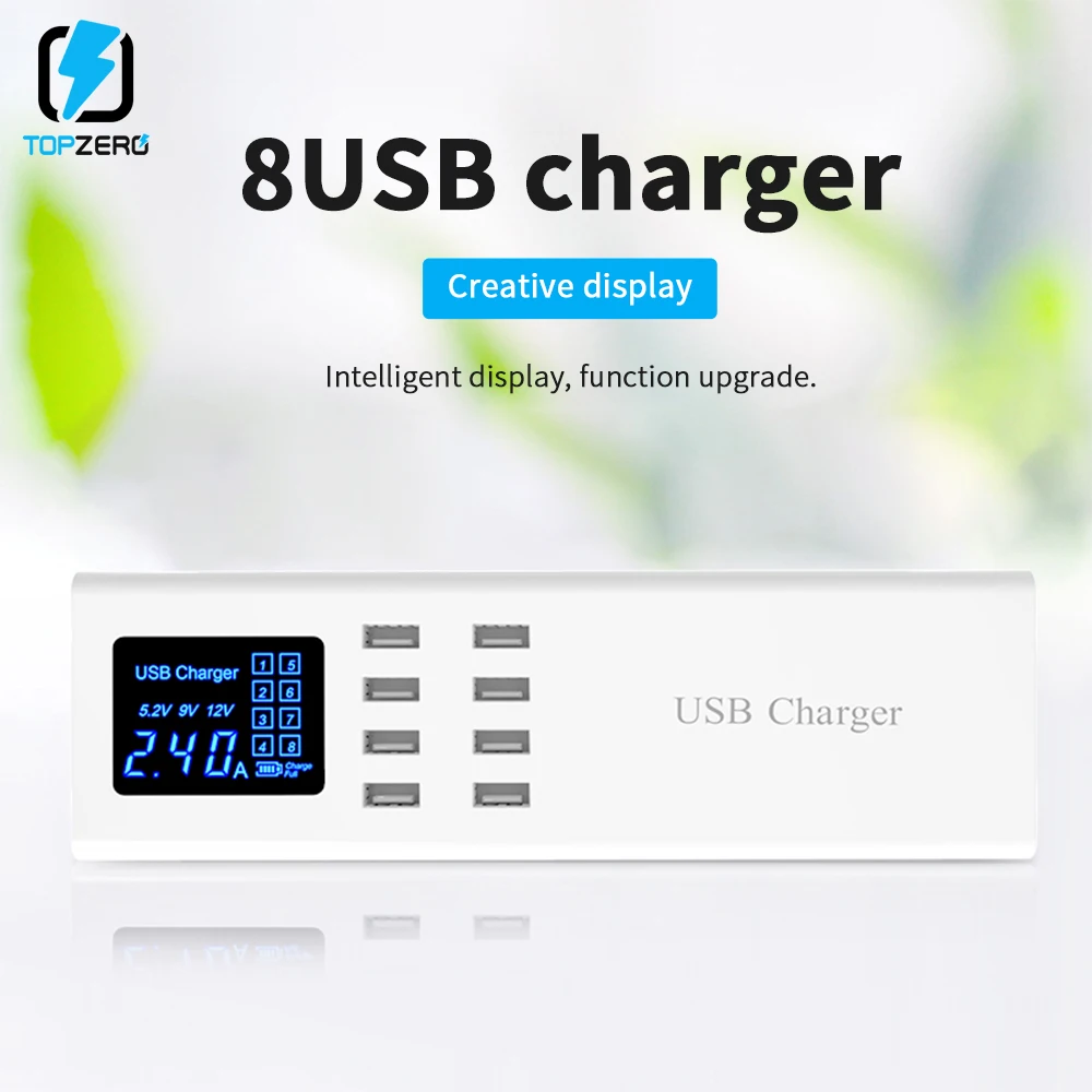 8 портов USB светодиодный дисплей настенное зарядное устройство адаптер гнездо