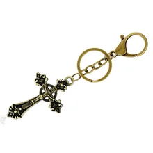 Punk Vintage Alloy Cross Key Chain Ring Holder Charm Bag Pendant Keyfobs Car Keychain Creative Jewelry Christian Gifts FY005