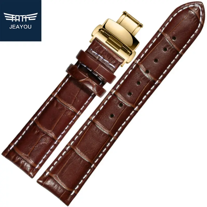JEAYOU ремешок для часов из натуральной кожи с золотой Бабочкой Пряжка Tissot/Longines/Mido в
