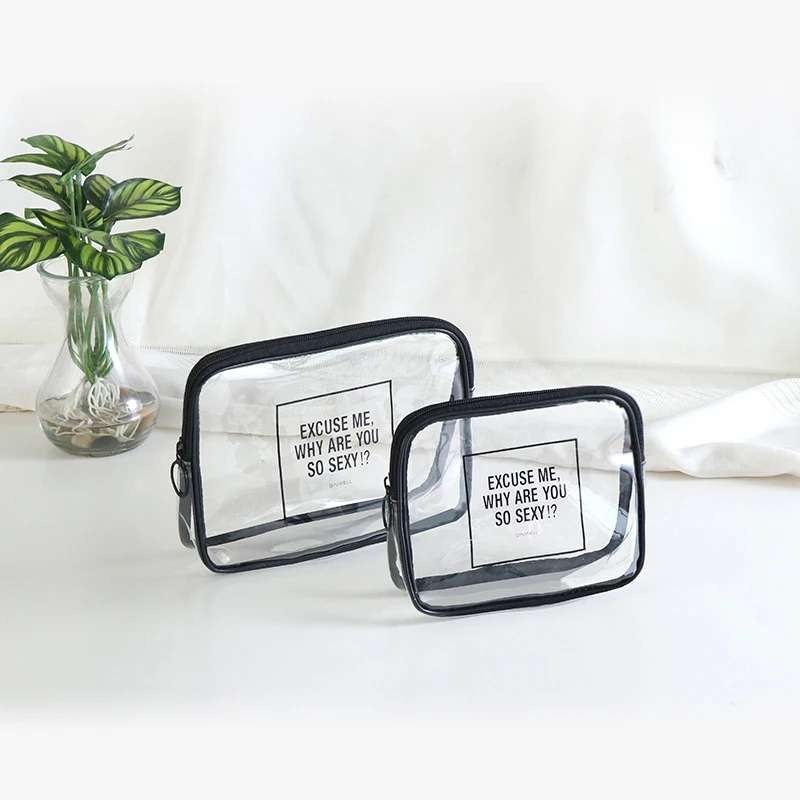 Yesello 1 قطعة حقيبة مستحضرات تجميل شفافة مربع شكل المحمولة سستة مخزن للمكياج أكياس للسفر