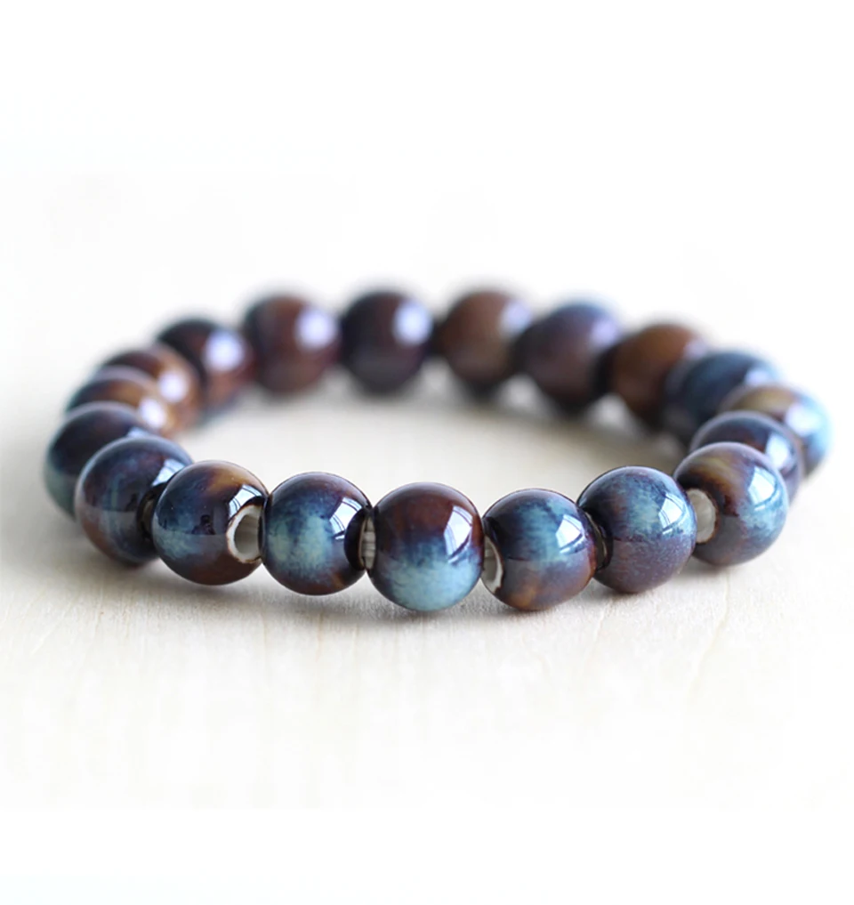 Women Lucky round bead Strand Bracelets Round Shape Handmade Ceramic Bangles Boho Style Beaded Bracelet Girls Birthday Gift (1)