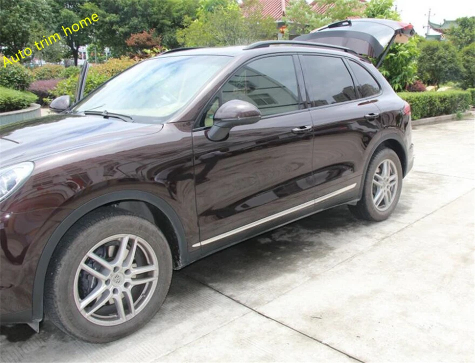 High Quality For Porsche Cayenne 2015 2016 2017 Side Door Molding Body Strip Streamer Lid Protection Frame Cover Trim stainless steel body side door molding protector cover trim for porsche cayenne 2015 2016 2017